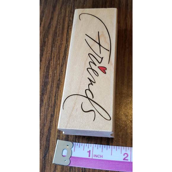 Hero Arts Handwritten Friends Script with Heart Wood Mounted Rubber Stamp F3306 - Picture 3 of 8